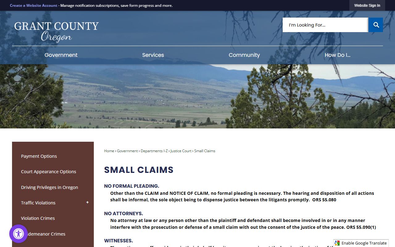 Grant County Circuit Court comparison with Justice Court small claims records
