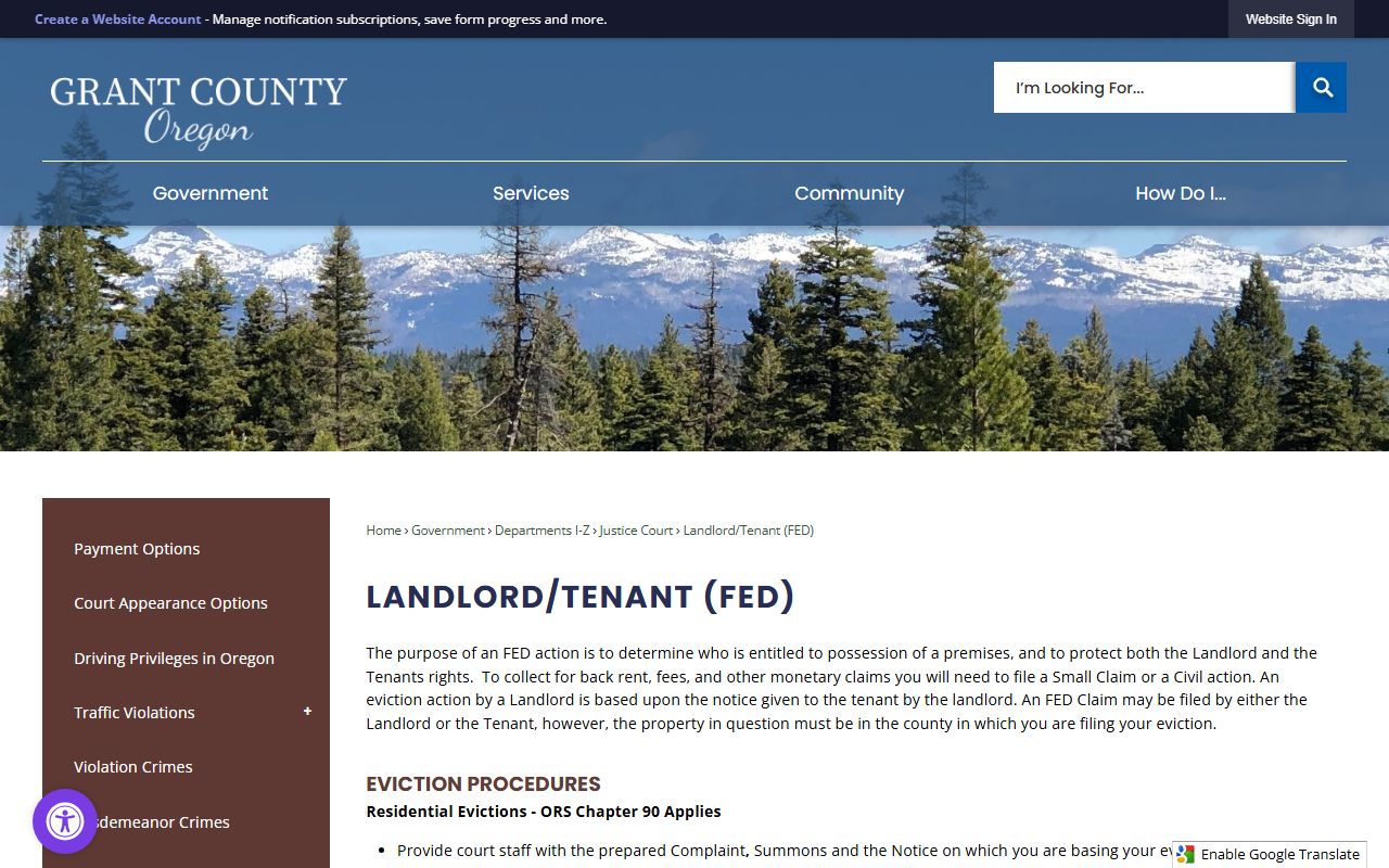 Grant County Circuit Court comparison with Justice Court eviction records