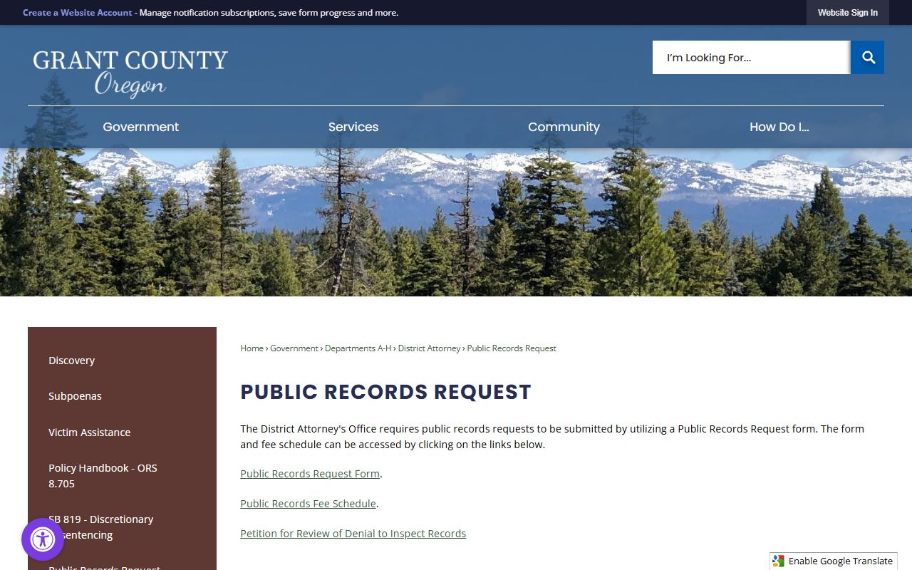 Grant County arrest records and court charges DA public records request