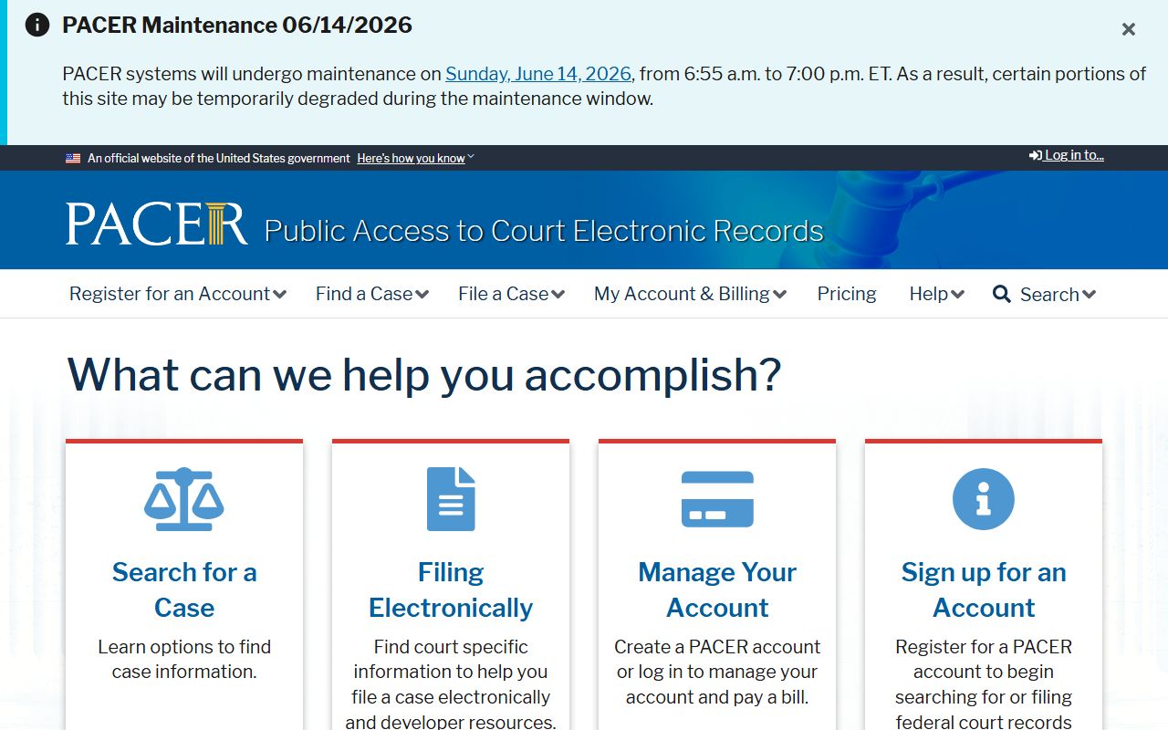 Grant County court dockets PACER federal access