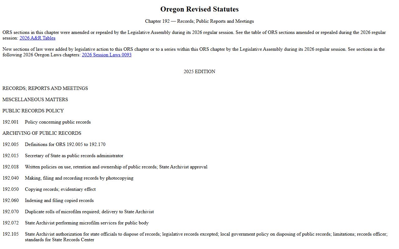 Grant County court records Oregon public records law