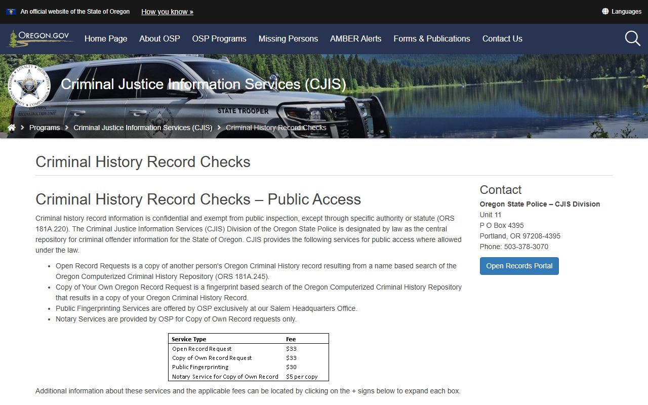 Grant County criminal court records Oregon State Police criminal history