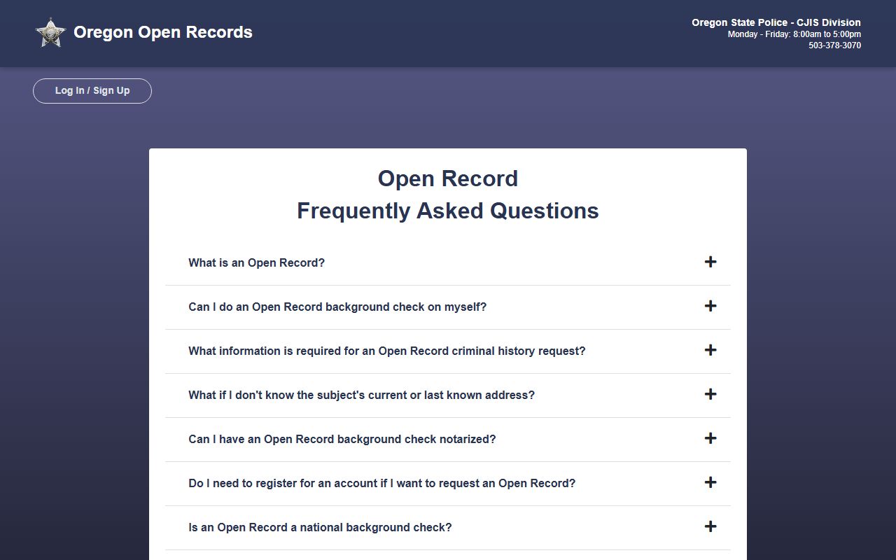 Grant County criminal court records OSP open records FAQ