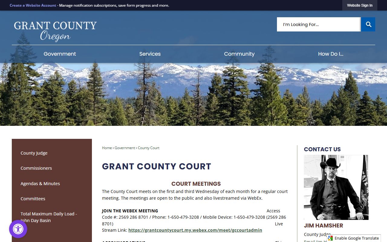 Grant County Court probate and county records information