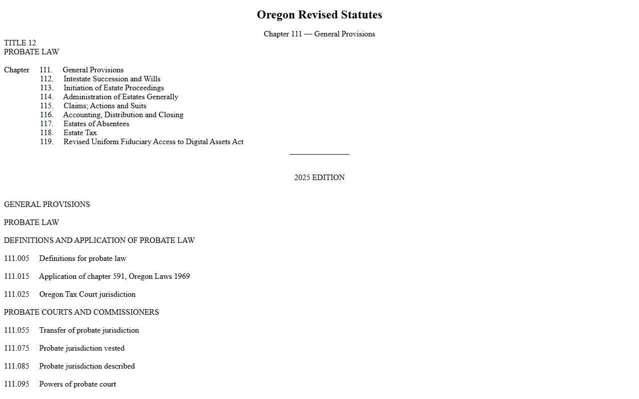 Grant County probate records ORS Chapter 111 jurisdiction